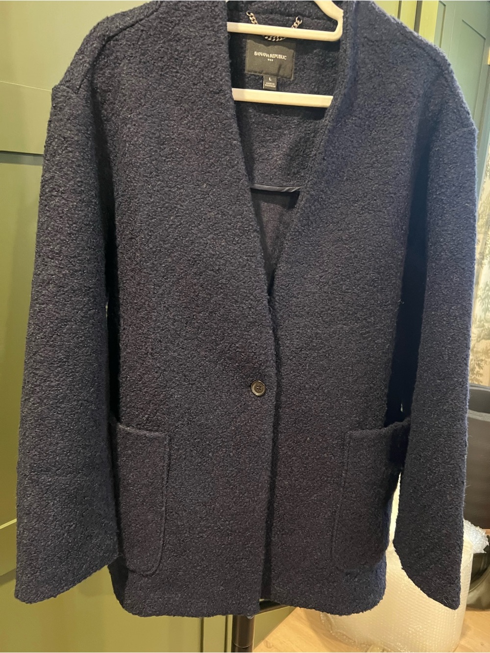 Banana Republic Women's Navy Teddy Bouclé Jacket